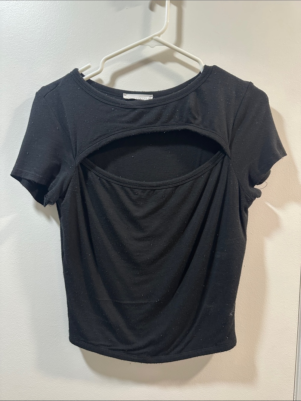 Black Short Sleeve Cutout Women's Top